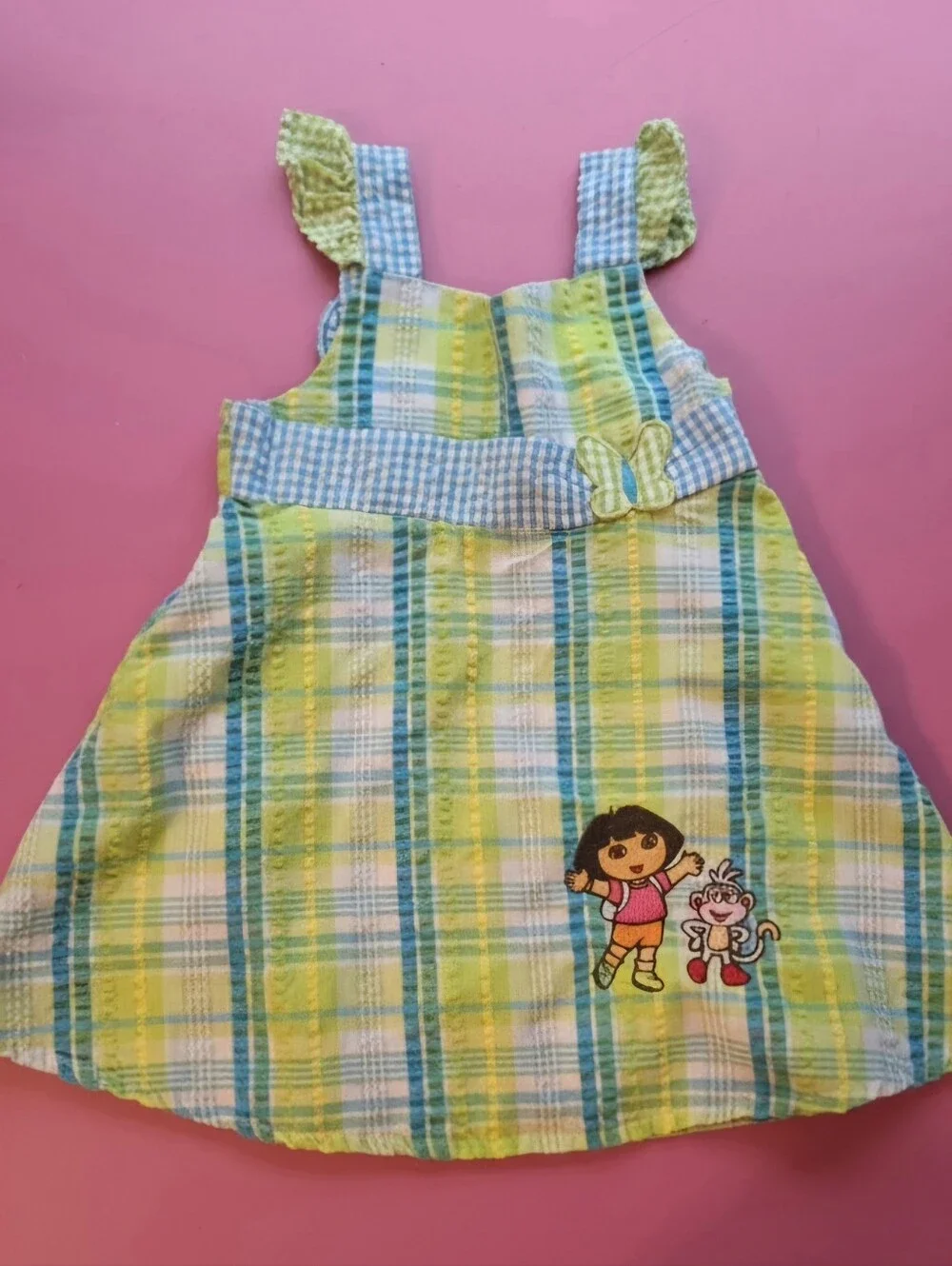 Vintage Bonnie Baby Upcycle 18M Plaid Seersucker Dress